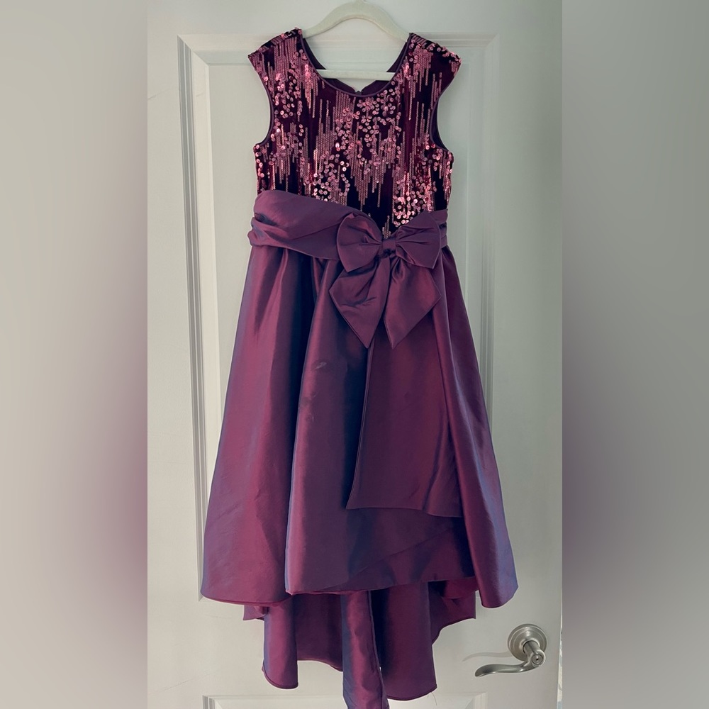 Stunning Bonnie Jean dark purple with sequence dress. Size 12. Worn only once.